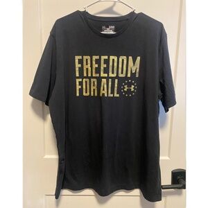 Under Armour Heatgear Freedom‎ For All T Shirt Black Gold Men's XL